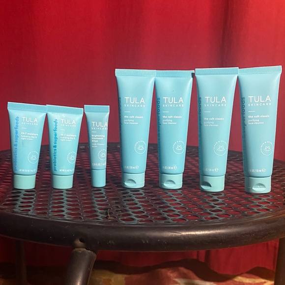 Tula Skincare 7 Pc Travel Sz Set-Cleanser, Cream, Drops NEW - Picture 1 of 3